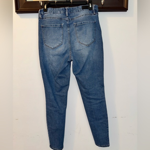 Nicole Miller Distressed Blue High Rise Skinny Jeans Size 10 - Picture 7 of 8